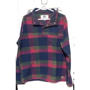 John Wayne mens 1/4 SNAP Shirt Flannel Pullover Fleece Checked sz M Western